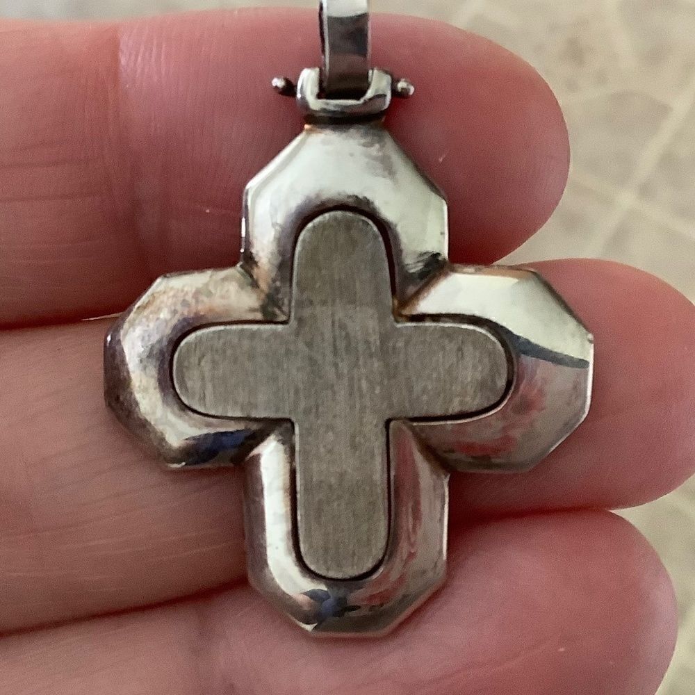 NWOT STERLING SILVER 925 HAND MADE ANCIENT GREEK DESIGN CROSS PENDANT